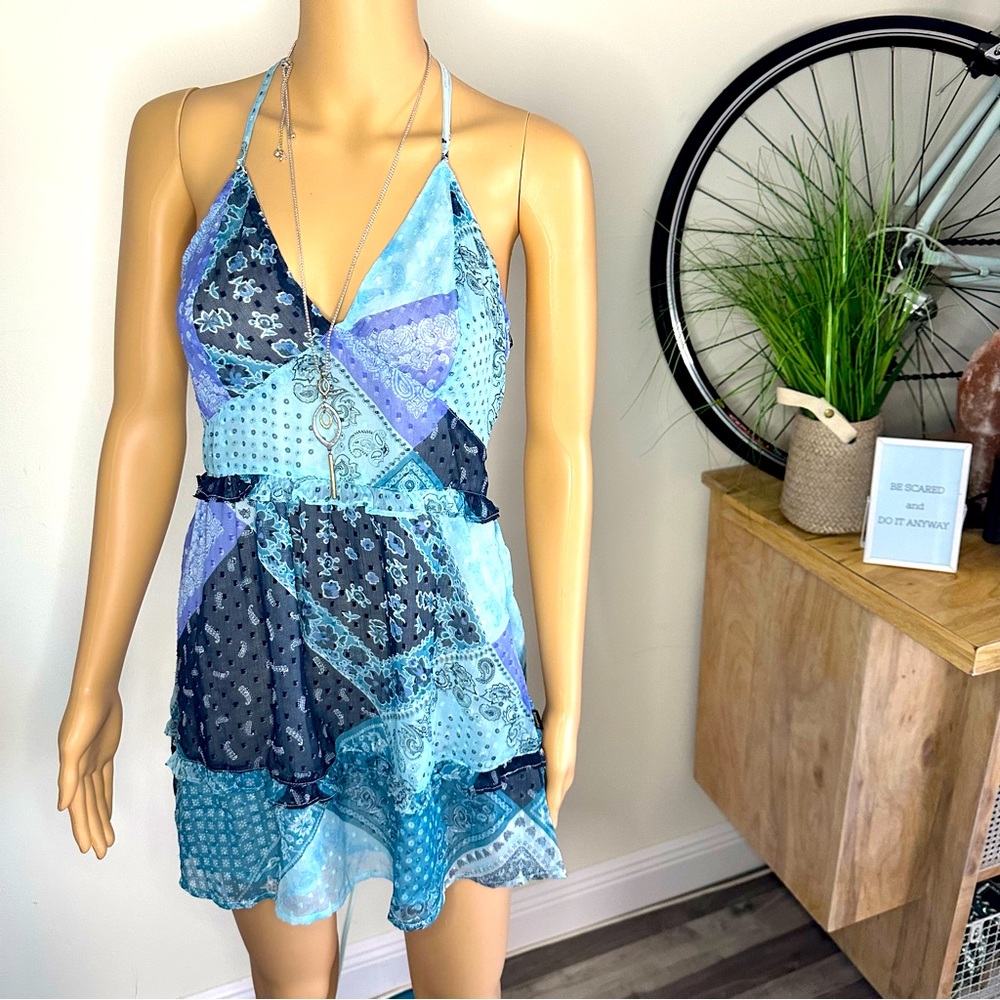 SUPERDRY Boho chic Vintage -Flowy Summer dress/ side zippered / spaghetti strap